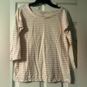 Orange and white XS Old Navy three quarter length sleeve tee- used condition